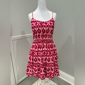 LOFT Red and Pink Patterned Dress